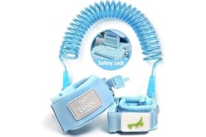 Lehoo Castle Laisse Enfant Poignet, Réglable Bracelet Securite Enfant, Bracelet Anti Perte Enfant avec des Bandes Réfléchissantes, Laisse Pour Enfant avec Serrure à Clé, 1.5m (Bleu clair)