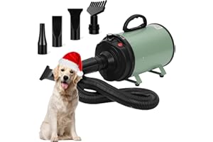 XKISS hundefön 3200W Pet Dryer Hundetrockner Blower mit Einstellbarer Windgeschwindigkeit und Temperaturen, 4 Düsen (Grün)