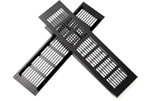 QIMEI-SHOP Kratka wentylacyjna, aluminiowa, kratka wentylacyjna, prostokątna, ochrona przed korozją, do wentylacji szafek i sypialni, czarna, 30 x 8 cm