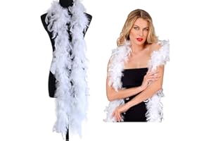 WORUIB Feather Boa, White, 2m, Adult Unisex Accessory for Dance, Wedding, Party, Cosplay