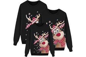 POIUIYQA Sudaderas Navidad Familia Jersey Punto para Hombre Mujer Y Niños Jersey Navideñas Familiares Jerseys de Navidad para Parejas para el Invierno Sudadera Navideña Rojo Familiar #