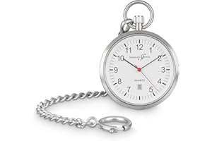 Hermann Jäckle Frankfurt II Taschenuhr – Quarzwerk, 43 mm Gehäuse, Mineralglas, mit Kette und Etui – Klassische Herrenuhr in edlem Design