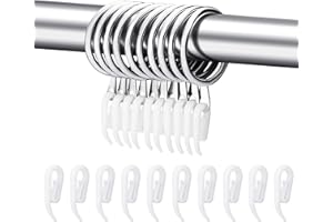 MAGNESIS 24 Set Metal Curtain Rings Drapery Curtain Hanging Rings with Plastic Hooks for Curtains and Rods 30 mm Internal Diameter