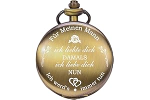 ManChDa Taschenuhr für Ehemann, Taschenuhren mit Kette für Herren, Geschenk zum Jahrestag, Valentinstag, schönes Geschenk für Familie