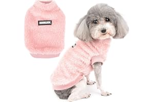 Zunea Sweter dla psa, płaszcz, zimowa, ciepła kurtka polarowa, płaszcz dla małych psów, miękkie, puszyste ubrania dla szczeniaka, kamizelka na zimną pogodę, dla zwierząt, dziewcząt, chłopców, odzież dla chihuahua, piesków, kotów, różowy, XL