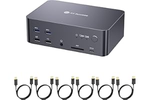V AV ACCESS AV Access iDock D23 8K KVM Switch Docking Station for 2 Computers PCs & 3 Monitors, DisplayPort 2.0, 1G Ethernet, USB 3.0, HDCP 2.3, 4K@165/144Hz, 2K@144Hz for Gaming & Home Office(Desktop Only)