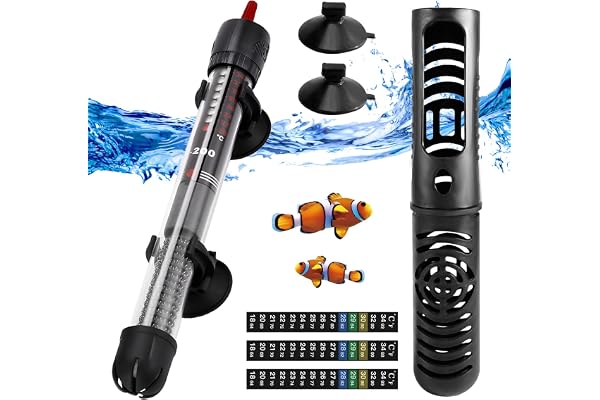 Silkwish Akvariumvärmare 50 W 60 l, termostat, justerbar värmestång, värmare med sugkoppar, akvarievärmare, kontrollvärmare