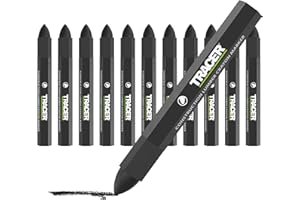 Tracer Construction Lumber - Pennarelli a pastello, confezione da 12, colore nero, 12 pastelli per marcatura multisuperficie