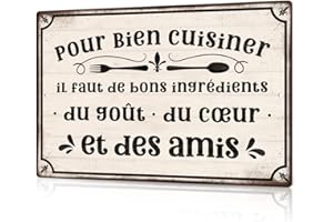 PUTUO DECOR Plaque Décorative Murale en Métal, Style Vintage, Citation Française, pour Cuisine, 30 x 20 cm (Art Culinaire)