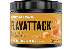 BODY ATTACK SPORTS NUTRITION Body Attack FlavTASTIC® Peanut B. Salty Caramel 250 g / 83 portions - Poudre aromatique pour préparer des boissons chaudes ou froides et cuisiner, sans huile de palme ni aspartame, Made in Germany