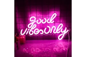 WANXING Good Vibe Only, neonowy znak Good Vibes LED, neonowa jasna, różowa litera, neonowa lampa ścienna do sypialni, dekoracja ścienna, wesele, przyjęcie, pokój dziewcząt, hotel, bar