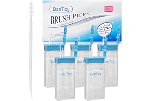 DanTicy Brushpicks Zahnstocher für die Zahnzwischenräume, weiche Borsten, entfernt Plaque und Schmutz zwischen Ihren Zähnen, 600 Stück (5 Stück)