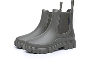 FOGOIN Wellington Boots Women Ankle Wellies Ladies Short Chelsea Booties Waterproof Rain Boots Slip-on
