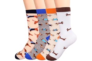 ZIDOLEY 4 pares de calcetines de perro salchicha para hombres y mujeres, regalos de perro salchicha, muchos diseños divertidos, regalos para personas favoritas, mujeres, hombres, niños, cumpleaños