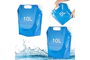 Tuofang 3Pack Recipiente de Agua Plegable, 5 L+ 2 x 10 L Bidón de Agua Plegable, Bolsa de Agua Plegable, Recipiente de Agua Potable Portátil, para Viaje, Acampar Senderismo Picnic BBQ