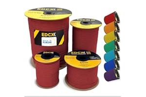 EdcX Paracorde en Nylon 4 mm 550 30, 50, 100, 300m (100-1000 Pieds) - Type III, Corde 100% Nylon, Corde à 7 brins, Corde en Nylon 4 mm dans des Couleurs Unies