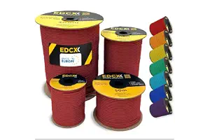 EdcX 4 mm Nylon Paracord 550 30 m (100 pies) - Tipo III, Cuerda 100% Nylon, Cuerda de 7 hebras, Cuerda de Nylon de 4 mm en Colores sólidos (Red, 30 m)