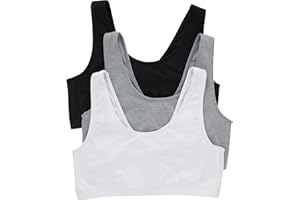 Hanes Women's Bralette Pack, Cotton Scoopneck Bralette, Low-Impact Sports Bra, 3-Pack Bra (Pack of 3)