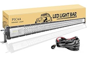 PICAA LED Light Bar 7D Tri-Row 50in 648W Spot Flood Combo Beam LED Work Lights Bar Lamp Light with wire for Car Truck Offroad Driving Lamp SUV UTE 4WD 12V 24V Waterproof Driving Work Lamp 6000K