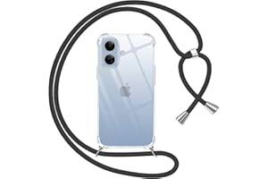 Pnakqil Handyband für iPhone 17 Hülle mit Band, Transparent Weich Silikon mit Kordel Necklace Schnur Anti-Fall Bumper Schutzhülle Case Kompatibel mit iPhone 17 6,3", Schwarz