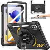 BRAECN Case for Xiaomi Redmi Pad 2 Pro/Poco Pad M1 2025-12.1 Inch | Rugged Case with 360&deg; Rotation Stand, Hand/Shoulder Strap