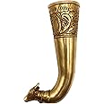 Bhunes Brass Ganga Jali, Water Kamandal, Gomukhi Shringi, Abhishek Patra, Stoup, Gangajali, Pooja Loota with Cow Face,Gold, 8 Inch, 1 Piece