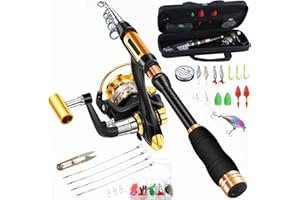 BNTTEAM Spinning Rod and Reel Combo Carbon Telescopic Fishing Rod 13BB Fishing Reel Bag Lures Line Hooks Set for Travel Surf Saltwater Freshwater