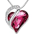 Leafael Infinity Love Heart Necklace, Birthstone Necklaces for Women with Healing Crystals, Allergy-Free Jewelry Gift for Women, Silver-Tone Pendant Necklace with Gift Box, 18+2 Inch Chain Extender