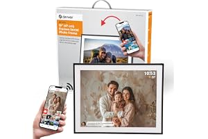 Denver PFF-1970 Digital Wi-Fi bildram – 19 tums full HD IPS pekskärm, integrerad FRAMEO-programvara, trådlös delning, timerfunktion, minne