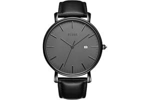 BUREI Orologio da uomo moderno minimalista Orologio da uomo elegante con quadrante grande classico con cinturino in pelle