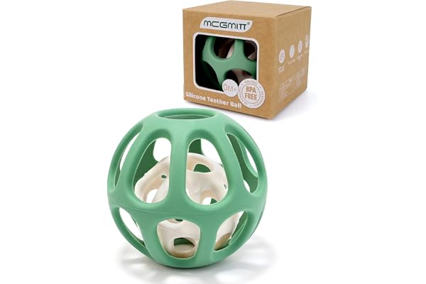 MCGMITT Anneau de dentition pour bébé - 2 en 1 Jouet de dentition en silicone Balle de préhension pour bébé Jouet sensoriel 0 mois et plus Accessoires de dentition sans BPA, Cadeaux pour Enfant(Vert)