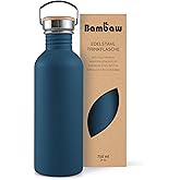 Bambaw Trinkflasche Edelstahl 750ml, Nicht-isolierte Edelstahl Trinkflasche Blau, BPA Freie Trinkflasche, Auslaufsichere Trin