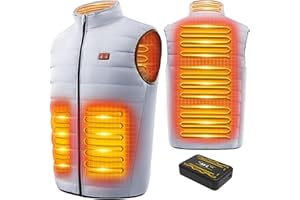 LABCOOL Gilet chauffant,veste chauffante homme avec 7,4V 25000mAh Batterie incluse, 3 Niveau de chauffant, 6 zones chauffante, Hiver extérieur Vêtement