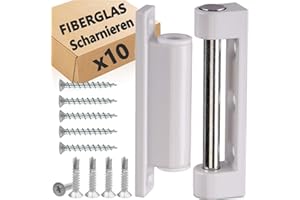 ANTE BELLUM Set di 10 cerniere per porta e finestra, in fibra di vetro, per porte e finestre, per finestre, per zanzariera e porta (10 cerniere, bianco)