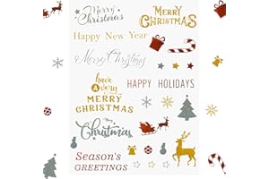 WONLONDA 10 Sheets Glitter Merry Christmas Stickers for Gifts, Crafts, Card Making, Wrapping Paper, Decorations