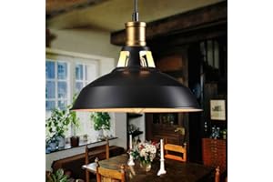 STOEX Lustre Suspension Industrielle Vintage Lampe de Plafonniers Retro avec Abat-jour DIY Installation E27 pour Cuisine Salle à manger Salon Chambre Restaurant (Noir)
