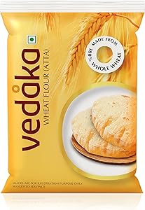 Amazon Brand - Vedaka Wheat Flour | 10 Kg | Chakki Atta| Whole Wheat Flour | Natural Source of Fibre | 100% Atta