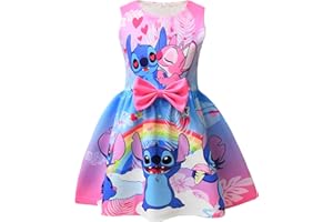 TBNRFRAGS Girls Stitch Casual Dress Summer Toddler Princess Flower Double Bow Tie Wedding Party Kids Sundress Short Dresses