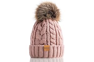REDESS Gorro de Invierno con pompón para Mujer con Forro Polar cálido, Gorro de esquí Grueso y Holgado con Punto de Nieve y Calavera