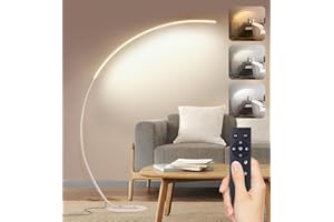 AANYHOH Lampa podłogowa LED do salonu ze ściemnianą lampą łukową, 25W nowoczesna lampa podłogowa z pilotem, 3 temperatury barwowe i funkcja pamięci, lampy podłogowe, Białe lampa do czytania na sofę, H:170cm