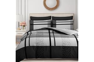 DEKORO King Size Duvet Cover Sets - Reversible Doublesided Duvet Cover - Premium Microfibre - Ultrasoft Durable Bedding Sets Grey