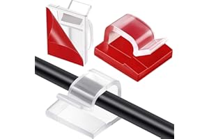 VODUNS Fermacavi Adesivi 100 Pezzi Trasparente R Forma Cavi Management Adesivo Clip, Clip Fascette Stringicavo, Organizzatore di Cavi per Luce da Esterno Ganci Scrivania Casa Ufficio Ethernet Cavo Organizer