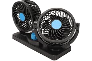 SEPTPENTA Ventilador de Coche USB, Ventilador Doble Giratorio de 360° para Coche, Ventilador Portátil de Doble Cabeza para Coche, Motor de Cobre Puro Sin Escobillas de Bajo Ruido, Mini Ventilador Personal USB