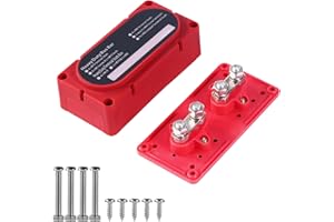 DOCEPERT 300A Bus Bar Box Heavy-Duty Module Design Power Distribution Block 12V - 48V DC with 4X M8 Studs Terminal Battery Junction Block for Cars RVs Ships Yachts Car Solar (Red)