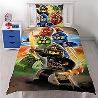 Familando Lego Ninjago Bettwäsche Set für Jungen · Kinderbettwäsche 135x200 80x80 cm aus 100% Baumwolle mit Reißverschluss · 