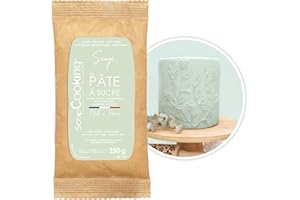 ScrapCooking - Pâte à Sucre Vert Sauge 250g - Colorant d’Origine Naturelle - Sans Gluten, Sans Huile de Palme - Pour Gâteaux, Pâtisseries Anniversaire - Vert Pastel - Fabriquée en France - 7621