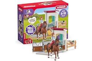 Schleich Horse Club | Box à Chevaux avec Hannah & Cayenne 42710 | Set avec écurie, Figurine articulée, Cheval, clôture et Accessoires | Cadeau pour Enfants dès 5 Ans | 25 pièces | Exclusivité Amazon