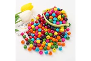 HERZWILD Perles en Bois Colorées 12mm Perles Bois Rondes - Perle Bois Naturel Colorées 400pcs pour Bracelets, Colliers, Artisanat et Décoration de la Maison(12 mm)