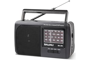 BAIJIALI Vintage Style Portable AM/FM/Shortwave Radio - Battery Powered Radio with 3W Speaker, Compact & Lightweight for Home, Emergency Radio, Outdoor Use (BJL-201)