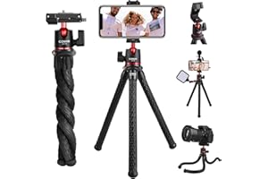 COMAN - Trípode para teléfono, trípode flexible para cámara, soporte de trípode oculto para teléfono con zapata fría, soporte de trípode impermeable para GoPro, trípode de viaje portátil para